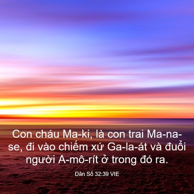 Picture 03 - Dân Số 32:39 VIE - Con cháu Ma-ki, là con trai Ma-na-se, đi vào - Bible Verse Picture