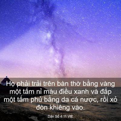 Picture 03 - Dân Số 4:11 VIE - Họ phải trải trên bàn thờ bằng vàng - Bible Verse Picture