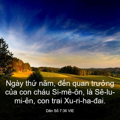 Picture 03 - Dân Số 7:36 VIE - Ngày thứ năm, đến quan trưởng của con - Bible Verse Picture