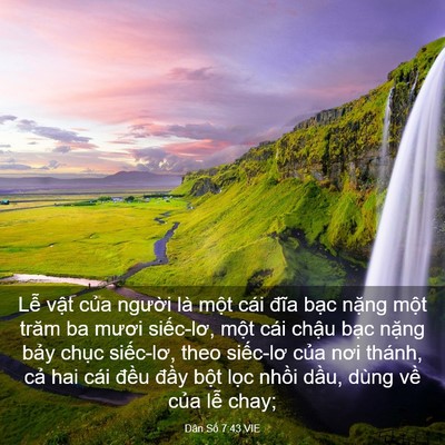 Picture 03 - Dân Số 7:43 VIE - Lễ vật của người là một cái đĩa - Bible Verse Picture