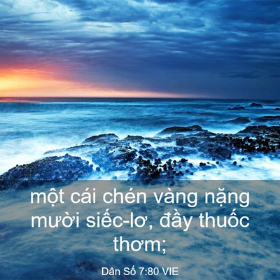 Picture 03 - Dân Số 7:80 VIE - một cái chén vàng nặng mười siếc-lơ, - Bible Verse Picture