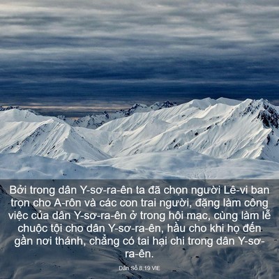 Picture 03 - Dân Số 8:19 VIE - Bởi trong dân Y-sơ-ra-ên ta đã chọn - Bible Verse Picture