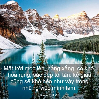 Picture 03 - Gia-cơ 1:11 VIE - Mặt trời mọc lên, nắng xẳng, cỏ - Bible Verse Picture