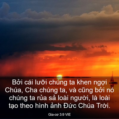 Picture 03 - Gia-cơ 3:9 VIE - Bởi cái lưỡi chúng ta khen ngợi Chúa, - Bible Verse Picture