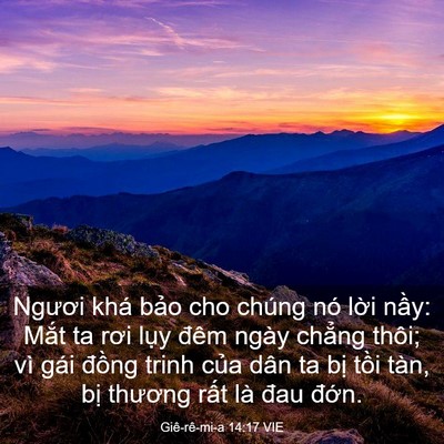 Picture 03 - Giê-rê-mi-a 14:17 VIE - Ngươi khá bảo cho chúng nó lời nầy: - Bible Verse Picture