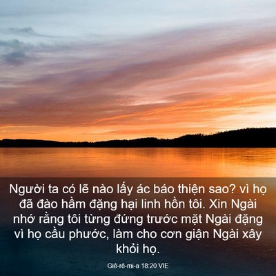 Picture 03 - Giê-rê-mi-a 18:20 VIE - Người ta có lẽ nào lấy ác báo thiện - Bible Verse Picture