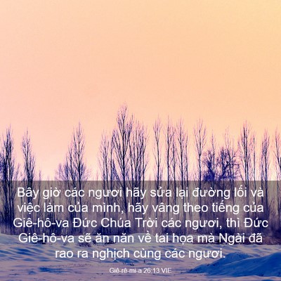 Picture 03 - Giê-rê-mi-a 26:13 VIE - Bây giờ các ngươi hãy sửa lại - Bible Verse Picture