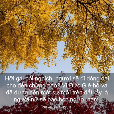 Picture 03 - Giê-rê-mi-a 31:22 VIE - Hỡi gái bội nghịch, ngươi sẽ đi dông - Bible Verse Picture
