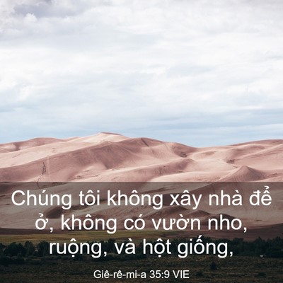 Picture 03 - Giê-rê-mi-a 35:9 VIE - Chúng tôi không xây nhà để ở, không - Bible Verse Picture