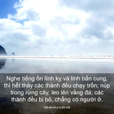 Picture 03 - Giê-rê-mi-a 4:29 VIE - Nghe tiếng ồn lính kỵ và lính bắn - Bible Verse Picture