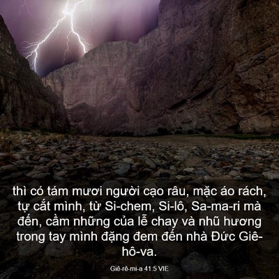 Picture 03 - Giê-rê-mi-a 41:5 VIE - thì có tám mươi người cạo râu, mặc - Bible Verse Picture