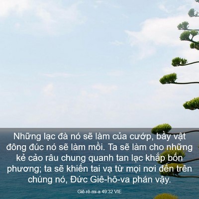 Picture 03 - Giê-rê-mi-a 49:32 VIE - Những lạc đà nó sẽ làm của cướp, - Bible Verse Picture