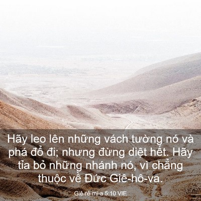 Picture 03 - Giê-rê-mi-a 5:10 VIE - Hãy leo lên những vách tường nó và phá - Bible Verse Picture