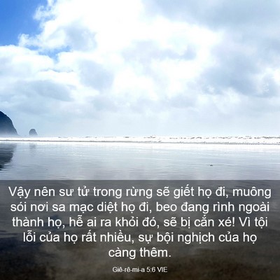Picture 03 - Giê-rê-mi-a 5:6 VIE - Vậy nên sư tử trong rừng sẽ giết họ - Bible Verse Picture