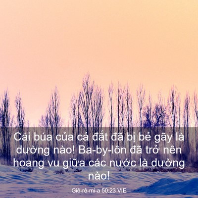 Picture 03 - Giê-rê-mi-a 50:23 VIE - Cái búa của cả đất đã bị bẻ gãy - Bible Verse Picture
