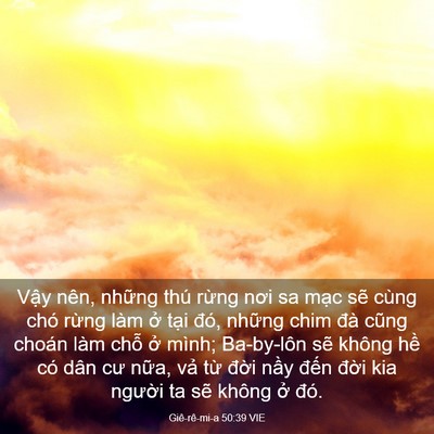 Picture 03 - Giê-rê-mi-a 50:39 VIE - Vậy nên, những thú rừng nơi sa mạc - Bible Verse Picture