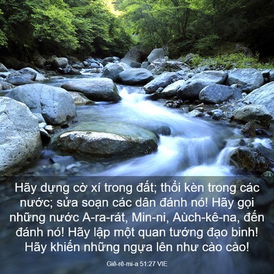 Picture 03 - Giê-rê-mi-a 51:27 VIE - Hãy dựng cờ xí trong đất; thổi kèn - Bible Verse Picture