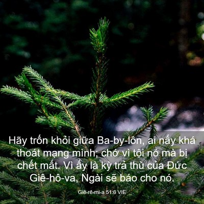 Picture 03 - Giê-rê-mi-a 51:6 VIE - Hãy trốn khỏi giữa Ba-by-lôn, ai nấy - Bible Verse Picture