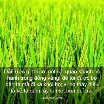 Picture 03 - Giê-rê-mi-a 9:2 VIE - Oâi! ước gì tôi có một cái quán khách - Bible Verse Picture
