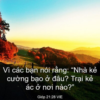 Picture 03 - Gióp 21:28 VIE - Vì các bạn nói rằng: “Nhà kẻ cường - Bible Verse Picture