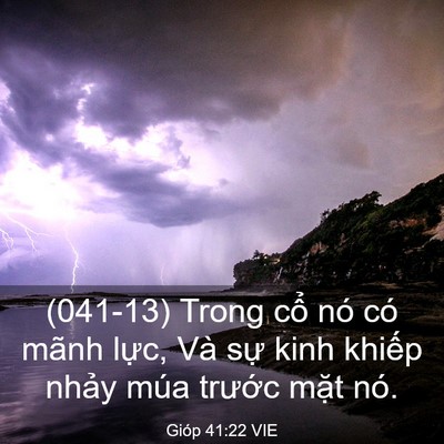 Picture 03 - Gióp 41:22 VIE - (041-13) Trong cổ nó có mãnh lực, Và sự - Bible Verse Picture