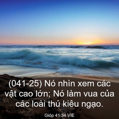 Picture 03 - Gióp 41:34 VIE - (041-25) Nó nhìn xem các vật cao lớn; Nó - Bible Verse Picture