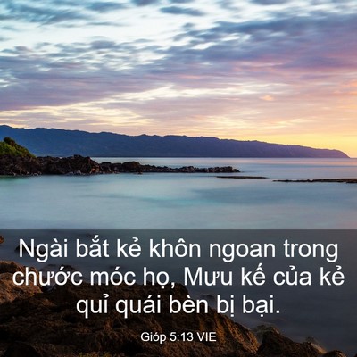 Picture 03 - Gióp 5:13 VIE - Ngài bắt kẻ khôn ngoan trong chước móc - Bible Verse Picture