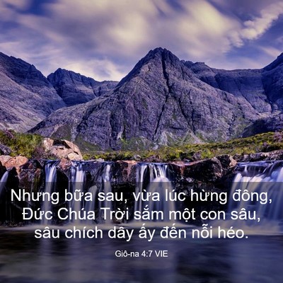 Picture 03 - Giô-na 4:7 VIE - Nhưng bữa sau, vừa lúc hừng đông, - Bible Verse Picture