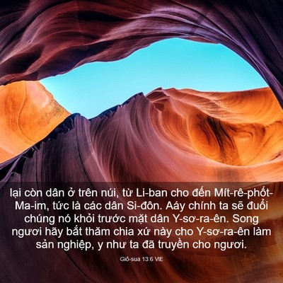 Picture 03 - Giô-sua 13:6 VIE - lại còn dân ở trên núi, từ Li-ban cho - Bible Verse Picture