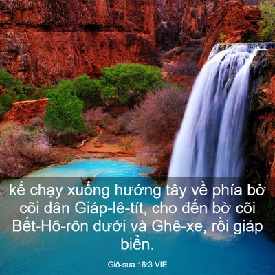 Picture 03 - Giô-sua 16:3 VIE - kế chạy xuống hướng tây về phía bờ - Bible Verse Picture