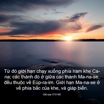 Picture 03 - Giô-sua 17:9 VIE - Từ đó giới hạn chạy xuống phía nam - Bible Verse Picture
