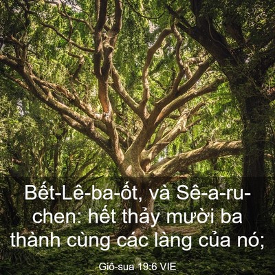 Picture 03 - Giô-sua 19:6 VIE - Bết-Lê-ba-ốt, và Sê-a-ru-chen: hết - Bible Verse Picture