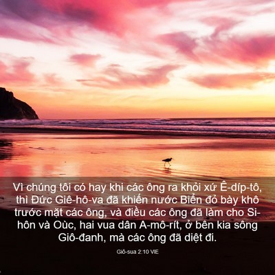 Picture 03 - Giô-sua 2:10 VIE - Vì chúng tôi có hay khi các ông ra khỏi - Bible Verse Picture