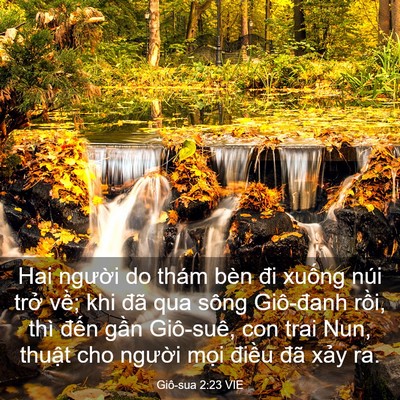 Picture 03 - Giô-sua 2:23 VIE - Hai người do thám bèn đi xuống núi trở - Bible Verse Picture