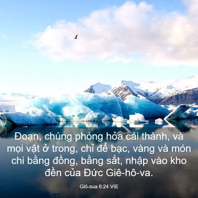 Picture 03 - Giô-sua 6:24 VIE - Đoạn, chúng phóng hỏa cái thành, và - Bible Verse Picture