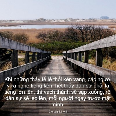 Picture 03 - Giô-sua 6:5 VIE - Khi những thầy tế lễ thổi kèn vang, - Bible Verse Picture