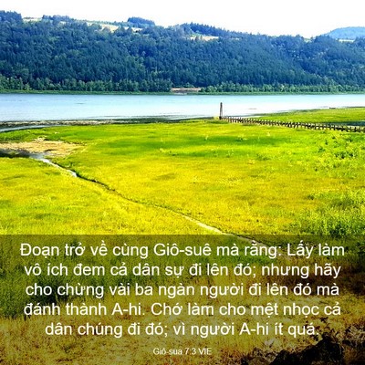 Picture 03 - Giô-sua 7:3 VIE - Đoạn trở về cùng Giô-suê mà rằng: - Bible Verse Picture