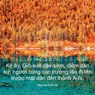 Picture 03 - Giô-sua 8:10 VIE - Kế ấy, Giô-suê dậy sớm, điểm dân - Bible Verse Picture