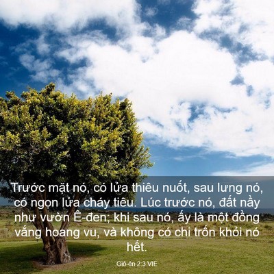 Picture 03 - Giô-ên 2:3 VIE - Trước mặt nó, có lửa thiêu nuốt, sau - Bible Verse Picture