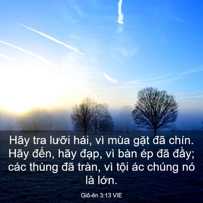 Picture 03 - Giô-ên 3:13 VIE - Hãy tra lưỡi hái, vì mùa gặt đã chín. - Bible Verse Picture