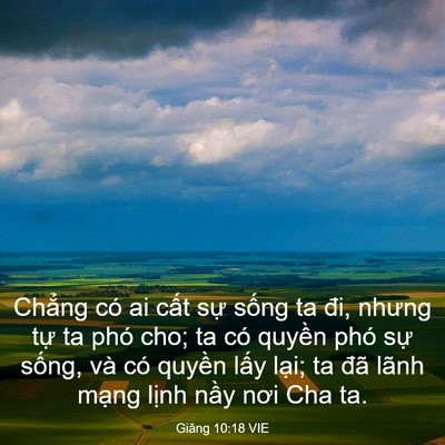 Picture 03 - Giăng 10:18 VIE - Chẳng có ai cất sự sống ta đi, nhưng - Bible Verse Picture