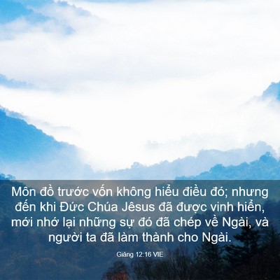 Picture 03 - Giăng 12:16 VIE - Môn đồ trước vốn không hiểu điều - Bible Verse Picture