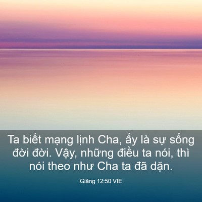 Picture 03 - Giăng 12:50 VIE - Ta biết mạng lịnh Cha, ấy là sự sống - Bible Verse Picture