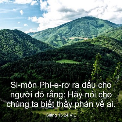 Picture 03 - Giăng 13:24 VIE - Si-môn Phi-e-rơ ra dấu cho người đó - Bible Verse Picture