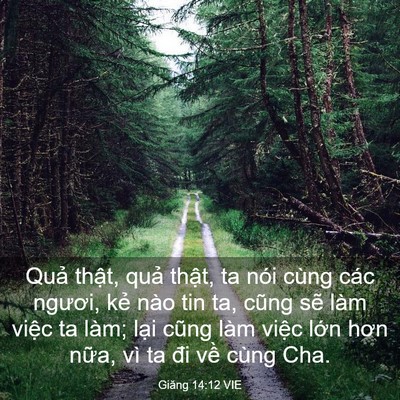 Picture 03 - Giăng 14:12 VIE - Quả thật, quả thật, ta nói cùng các - Bible Verse Picture
