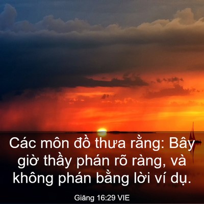 Picture 03 - Giăng 16:29 VIE - Các môn đồ thưa rằng: Bây giờ thầy - Bible Verse Picture