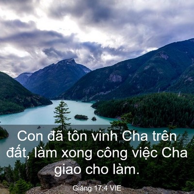 Picture 03 - Giăng 17:4 VIE - Con đã tôn vinh Cha trên đất, làm xong - Bible Verse Picture
