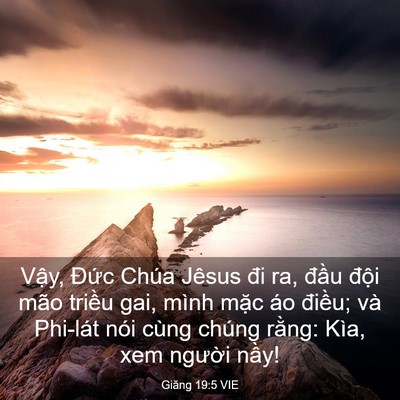 Picture 03 - Giăng 19:5 VIE - Vậy, Đức Chúa Jêsus đi ra, đầu đội - Bible Verse Picture