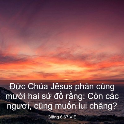 Picture 03 - Giăng 6:67 VIE - Đức Chúa Jêsus phán cùng mười hai sứ - Bible Verse Picture