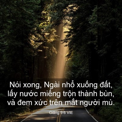 Picture 03 - Giăng 9:6 VIE - Nói xong, Ngài nhổ xuống đất, lấy - Bible Verse Picture